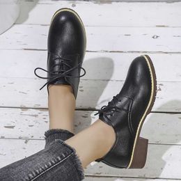 Dress Shoes New Women Black Red Leather Shoes Brogue Autumn Ladies Moccasins Female Women Lace Leather Shoes Luxury Oxford Shoes Women L230724