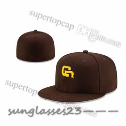 2023 Men's Baseball Full Closed Caps Summer Gold Letter Bone Men Women Brown Colour All Casual Sport Flat Fitted hats