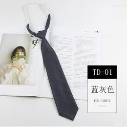 Bow Ties Tide 33 7cm Wine Khaki Navy Solid Jacquard Cotton Lazy Zipper Tie Japanese Academic Style Girls Boys Accessories