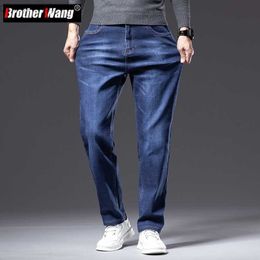 Men's Jeans Plus Size 40 42 44 Autumn Loose Thick Blue Jeans Men Business Casual Cotton Advanced Stretch Denim Pants Male Brand Clothing L230724