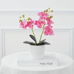 Decorative Flowers Artificial Flower Decoration Butterfly Orchids Simulated Potted Fake Plants With Vase Home