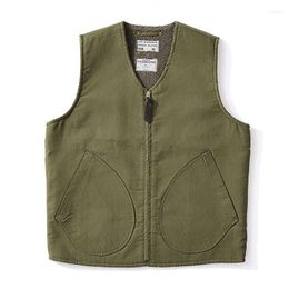 Men's Vests 2023 Lamb Fleece Vest Men Winter Thicken Military Style Sport Outwear Keep Warm Zipper Pocket Decoration Solid Color Waistcoat