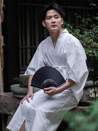 Ethnic Clothing Men's Kimono Inside Wear Unisex Cotton Breathable Skin-Friendly Underwear White Shirt Bathrobe Sleeping Color