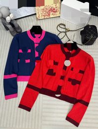 723 2023 Autumn Runway Summer Brand SAme Style Sweater Long Sleeve Crew Neck Fashion Clothes Blue Red High Quality Womens Qian
