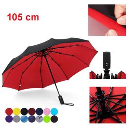 Umbrellas Double Layer Windproof Women's Automatic Umbrella Female Male Ten Bone Three Folding Men's Large Rain Business Parasol