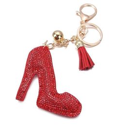 Key Rings Creative High Heel Shoe Keychain Rhinestone Crystal Purse Chain Bag Decorative Alloy Pendant Ring Handbag Jewellery Drop Deli Dhek0