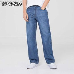 Men's Jeans Classic Men's Jeans Plus Size 42 44 46 48 Summer Thin 100% Cotton Baggy Straight Leg Denim Pants Brand Casual Trousers L230724