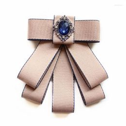 Brooches Fashion Ribbon Bow Tie Formal Party Handmade Necktie Rhinestone Crystal Brooch Pin Luxury Wedding Adjustable Bowties C1FE