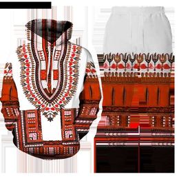 Men's Tracksuits African Printed Couple Hoodie/Pants/Track and Field Wear Men's Brand Fashion Long Sleeve Vintage Autumn Winter Men's Clothing Set Z230724