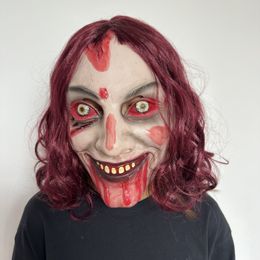 Halloween Horror Female Latex Red-eye Headgear Haunted House Prank Party Bloody Head Props Tricky Frighten Scary Ghost Mask