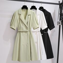 Women's Suits Summer Long Blazers Coats Women Suit Short Sleeve Jacket Casual Tops Female Slim Waist Double Breasted Windbreaker Coat