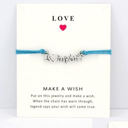 Charm Bracelets I Love My Best Friend Card Hope Faith Jewellery Light Brown Blue Wax Cords Women Men Girl Christmas Gift Drop Delivery Dhfct