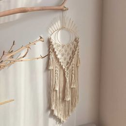 Decorative Objects Figurines Macrame Wall Hanging Macrame Dream Catcher Boho Evil Eye Home Wall Decor Ornament Witchcraft Room Bedroom Decoration Gift L230724