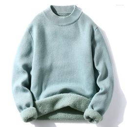 Men's Sweaters Winter Solid Turtleneck Men High 2023 Quality Cashmere Warm Knit Mid-collar Fleece Fashion All-match Sweater Male