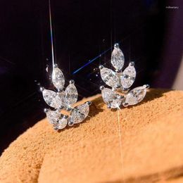Stud Earrings Exquisite Silver Color For Women Luxury Inlaid CZ Engagement Wedding Bridal Statement Jewelry