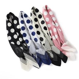 Spain Fashion 90*90cm Square Women Loop Polka Dot Silk Stain Shawl Scarf Office Lady Headband Foulards Headcloth Snood