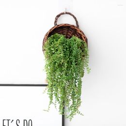 Decorative Flowers 2pcs Green Artificial Succulents Plants Pearls Fleshy Vine Hanging Wall Home Decoration Plastic Garland Wedding Fireplace