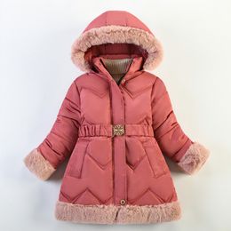 Kids Girls Warm Clothes Jackets Winter Hooded Thicken Fleece Coat Children Girl Clothing Tops Long Jacket