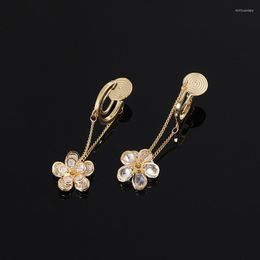 Stud Earrings Fashion Mosquito Coil Plate Ear Clips No Holes Fairy Zircon Flower Sweet Cool Tassel Wholesale