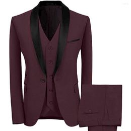 Men's Suits Casual Blazer Black Custom Made Shawl Lapel Single Breasted Slim Fit Three Piece Jacket Pants Vest 2023 Hombres