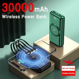 30000mAh Qi Wireless Charger Power Bank For Xiaomi iPhone Samsung Poverbank Portable External Battery Charger Wireless Powerbank L230619