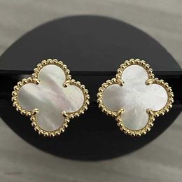 Charm Stud Earrings Two Flowers 4/four Clover Back Mother-of-pearl Silver 18k Gold Plated Agate for Women Girls Valentine's Wedding Jewellery