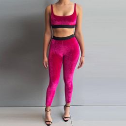 Women's Swimwear Summer TM Printed Rose Velvet Sport Sets Top And Legging Two Piece 4 Colors Choose 230724