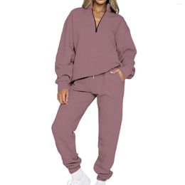 Women's Two Piece Pants Zipper Pullover Long Sleeved Sweater Sports Set Rompers For Women Dressy Snow Pant