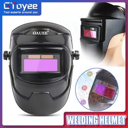 Welding Helmets Automatic Dimming Welding Helmet Mask Professional Chameleon Large View True Colour Solar Power Auto Darkening Mask 230721