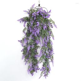 Decorative Flowers Artificial Plants Lavender Vine Fake Wall Hanging Decoration Wedding Party Home Garden Outdoor Leaves Decor