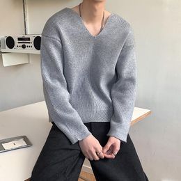 Men's Sweaters 2023 Winter V- Neck Pullover Fashion Loose Knitting Thicken In Warm Wool Long Sleeve Clothes Coats Plus Size M-XL