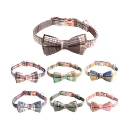 Multiple Colours Dog Bow Collars Classic Vintage Rose Gold Fashion Pet Durable Bow Collars Schnauzer French Bulldog