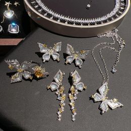 Necklace Earrings Set SUYU Yellow Butterfly Ring Irregular Cubic Zirconia Shell