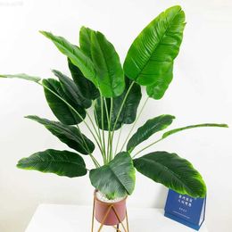 Objects Figurines Decorative Flowers80cm18 Leaves Large Artificial Banana Tree Fake Tropical Plants Plastic Monstera Leafs Palm For Wedding Garden L230724