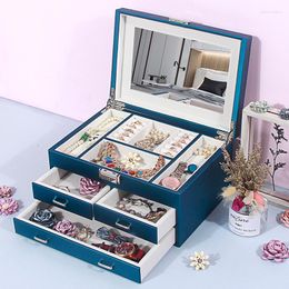 Jewellery Pouches Korean Storage Box Organiser For Girl Multi Layer Drawer With Lock Earrings Container Beads Gift