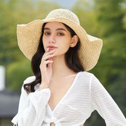 Wide Brim Hats Floppy Girls Straw Hat Sun Foldable Women Summer Travel Cap Lady Female For Beach