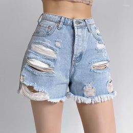 Women's Shorts Womens Denim Hand Frayed Button Multi-pocket Sequined Short Jeans Y2K Pants Trousers 2023 Ladies Bottom Clothes 292