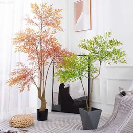 Decorative Objects Figurines 100cm Large Artificial Nandina Branch Tropical Palm Fake Bamboo Tree Big Green Plants Plastic Leaves for Home Decor L230724