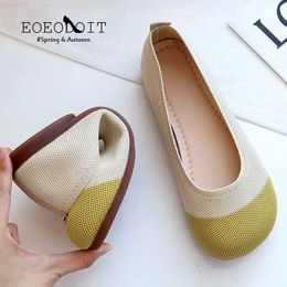 Dress Shoes Patchwork Moccasins Shoes Spring Summer Women Dense Knits Flats Casual Shoes Square Toe Loafers Flat Heel Ballet Flat L230724