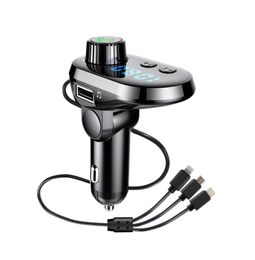 Q15 Car MP3 Player Bluetooth Kit FM Transmitter Receiver LCD Display Car Charger+Data Charging Cable Hands-Free Car Kits Charger