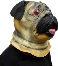 Halloween Costume Party Animal Head Latex Mask Pug Dog Free Freight