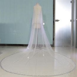 New arrival Real Image Bling Bling Bead Two Layers Bridal Veils Luxury High Quality Long Wedding Veil212e