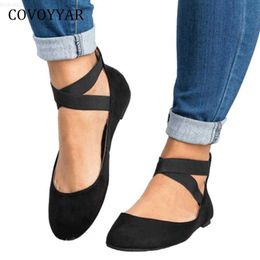 Dress Shoes COVOYYAR Hot Women Ballet Flats 2022 Spring Autumn Elastic Strap Women Shoes Back Zipper Casual Black Shoes Big Sizes WFS944 L230724