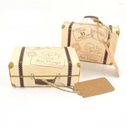 Gift Wrap 50 Pcs Trendy Rustic Style Party Favour Box Mini Kraft Paper Suitcase Candy Wedding Supplies Packing With Tags Twine