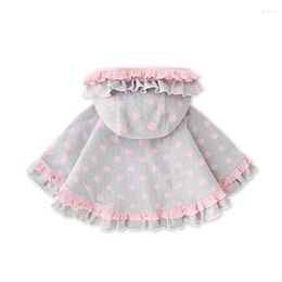 Jackets Korean Style Baby Girl Cloak Coat Cotton Children Fashion Lace Hooded Poncho Cape Toddler Kids Outerwear Infant Accessories