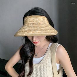 Wide Brim Hats Wide-brimmed Sun Hat Summer Large Beach Women's Straw UV Protection Foldable Sunscreen Cap Holiday Outdoor Caps