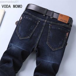 Men's Jeans 2022 Autumn New Men Regular Fit Stretch Jeans Classic Style Smoky Grey Fashion Casual Denim Pants Male Brand Trousers Blue L230724