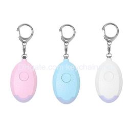 Key Rings Self Defense Personal Alarm 130Db Egg Shape Girl Women Security Alert Scream Loud Keychain Drop Delivery Jewelry Dhwqp