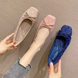 Dress Shoes Flat-bottomed Women's Shoes Spring New Fashion Shallow-mouthed Square-toe Shoes Work Soft-soled Soft-skinned Commuter Boat Shoes L230724
