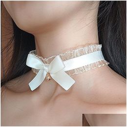 Chokers Y Lace With Bell Sweet Cute Gothic Choker Necklaces Collar For Women Girls Detachable Cosplay Party Jewellery Drop Delivery Pendants